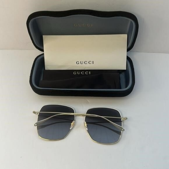 ? - New Authentic GUCCI GG1031S-001 59 Sunglass Woman Metal Gold-Gold-Grey